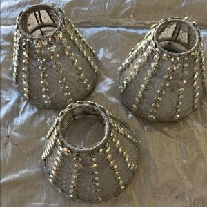 3 Elegant Silver Beaded Lampshade Set